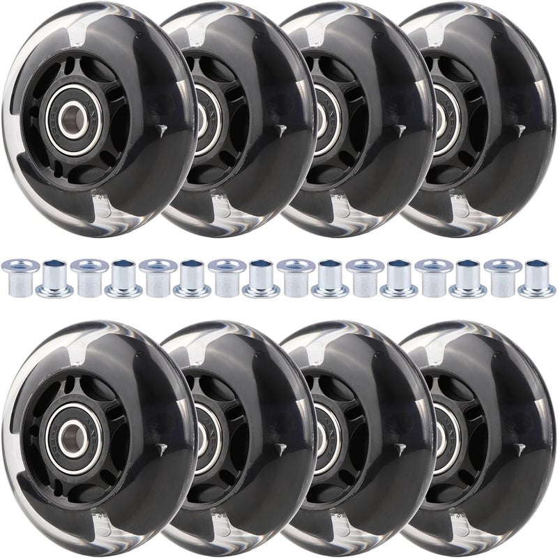 WHEELGOO 8 قطع عجلات التزلج على الجليد مع أضواء LED 64/70/72/76/80 مم مع حشوات 85-88A للأطفال والمبتدئين - Image 1